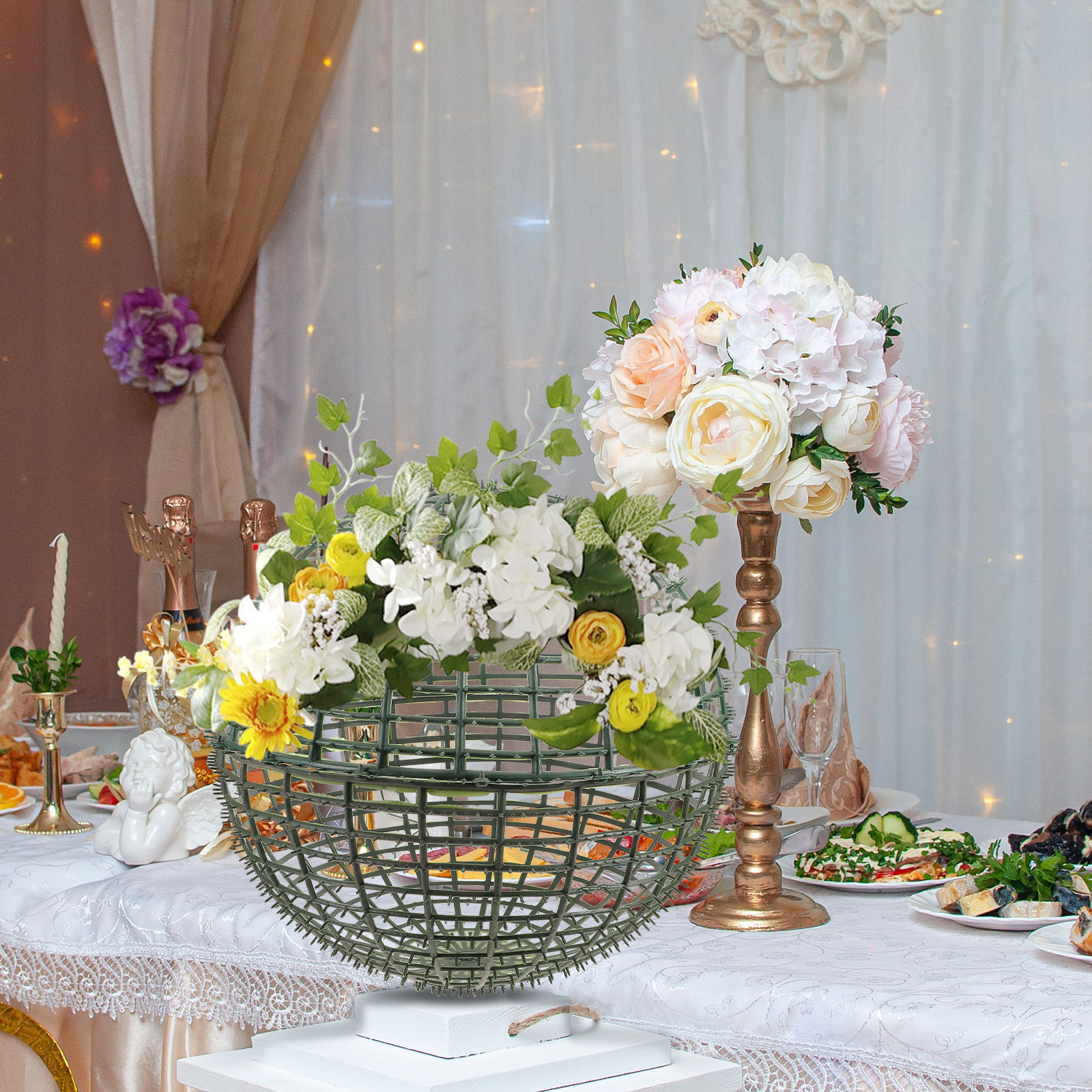 Wedding Support - 3Pcs Plastic Greenery Ball Holder Artificial