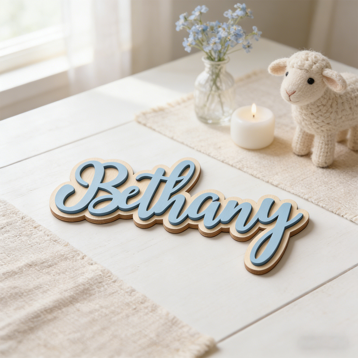 Wedding Party Supply - 1 Personalized Double-layer Wooden Name Tag,