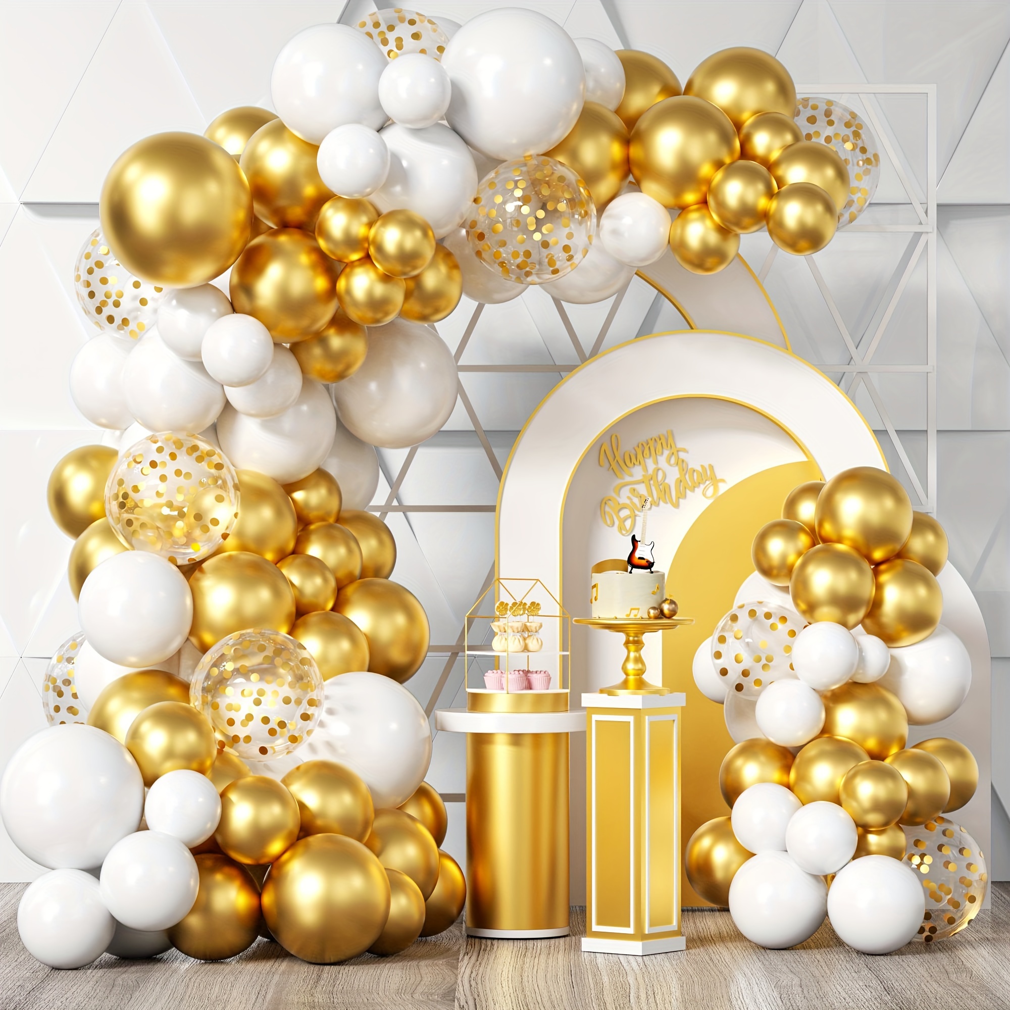Wedding Supply Kit - 101pcs White Golden Balloons Garland Arch