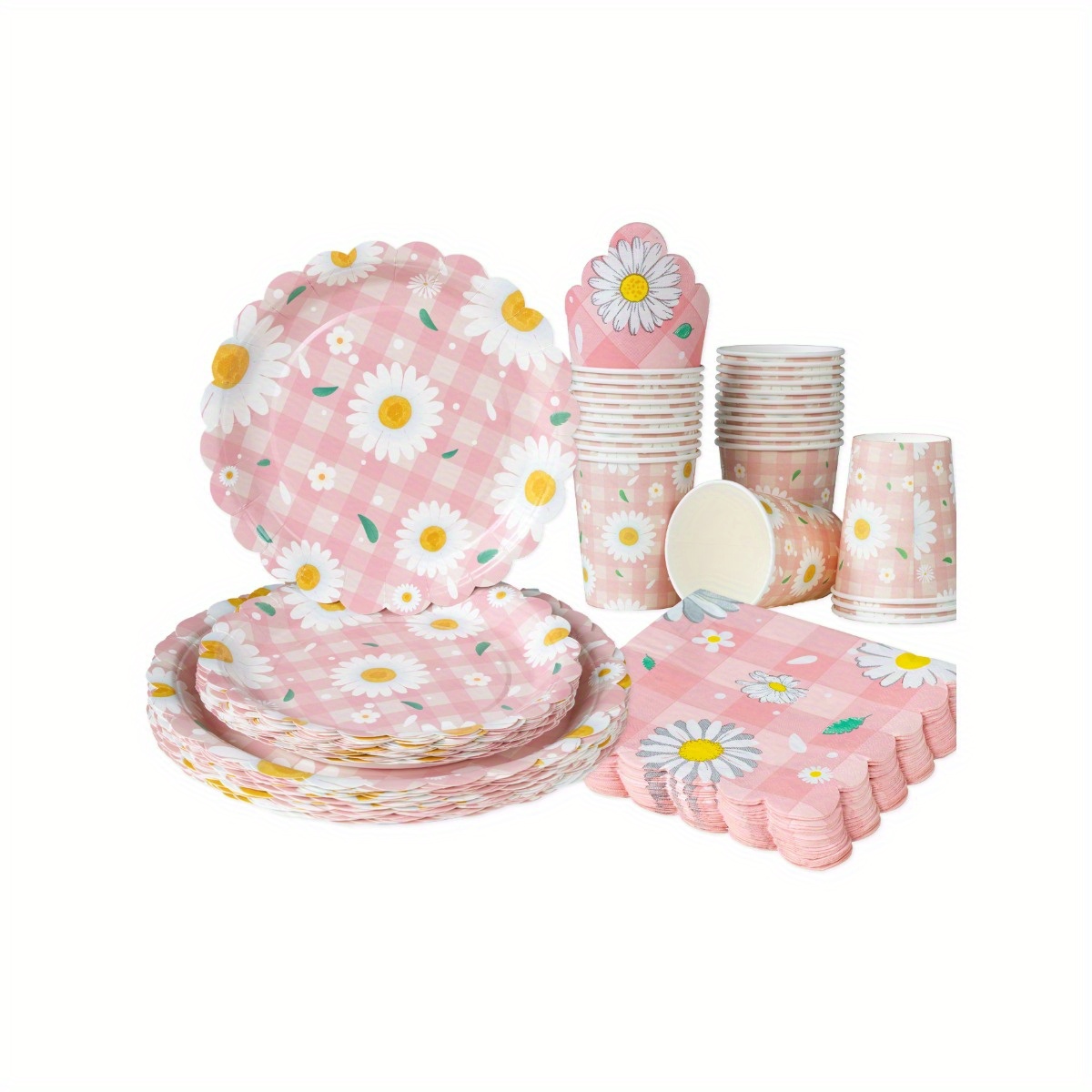 Wedding Party Supply - Pink Daisy Petals 25Pcs Disposable Tableware
