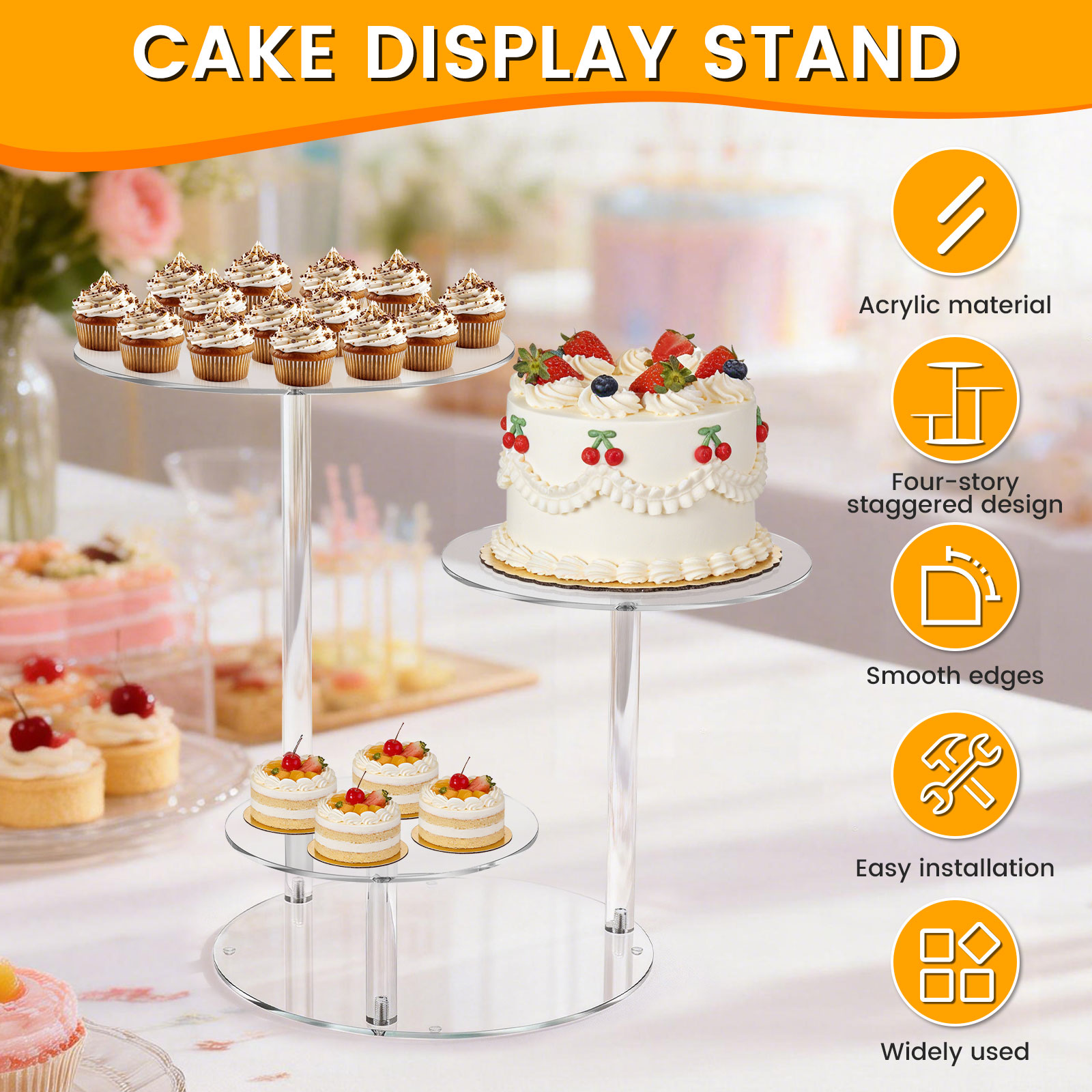 4 Tier Cake Stand Acrylic Tran - Wedding Support recensie en prijs