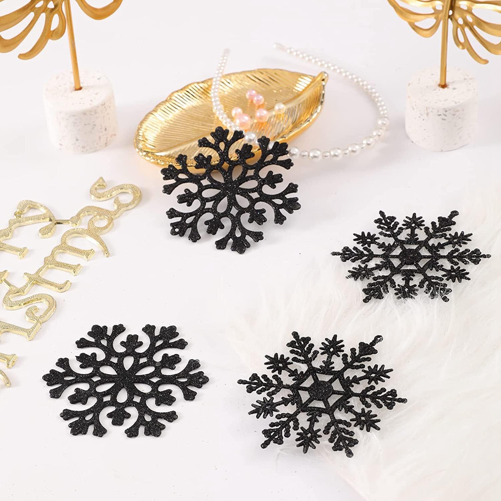 12pcs/set Black Plastic Snowfl - Supply Wedding Venue recensie en prijs