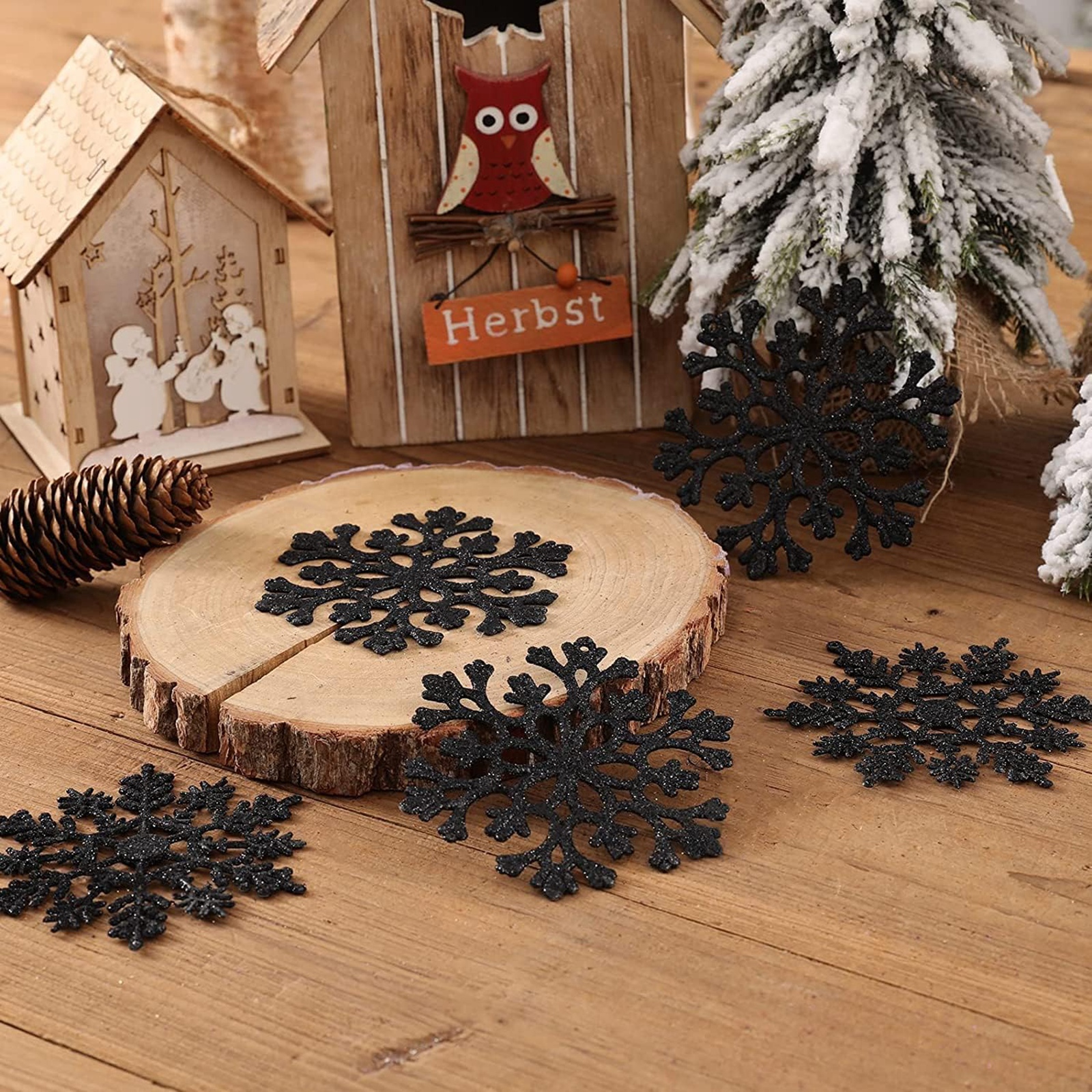 12pcs/set Black Plastic Snowfl - Supply Wedding Venue recensie en prijs