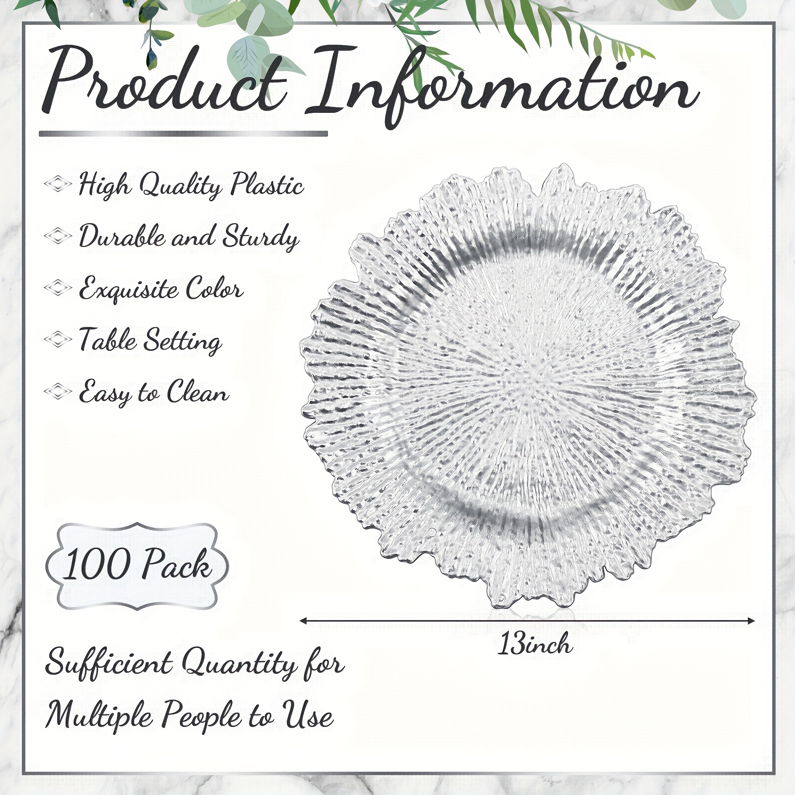 100pcs Reef Charger Plates Bul - Wedding Supply In Bulk recensie en prijs
