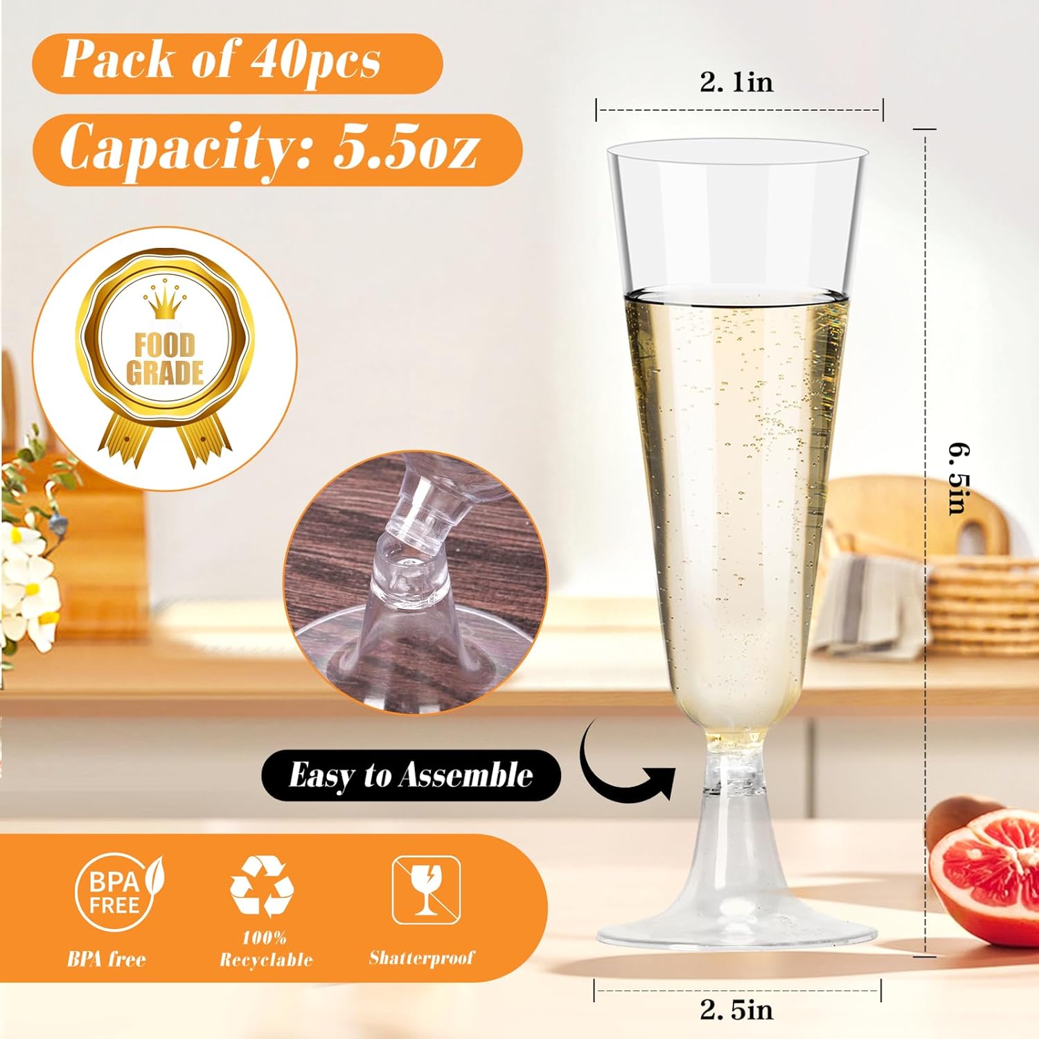 Plastic Champagne Flutes 40 Pa - Wedding Party Supply recensie en prijs